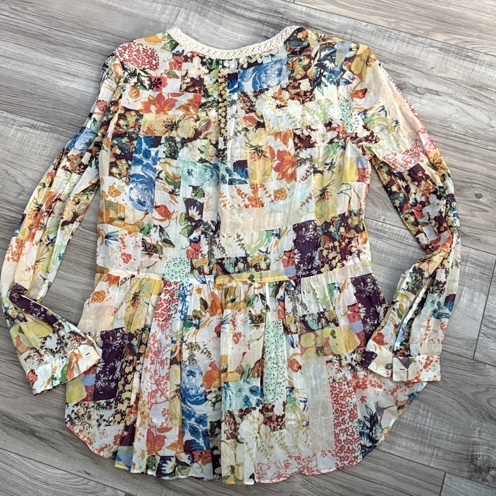 Like New Maeve Anthropologie Flora Patchwork Blouse - Picture 6 of 6